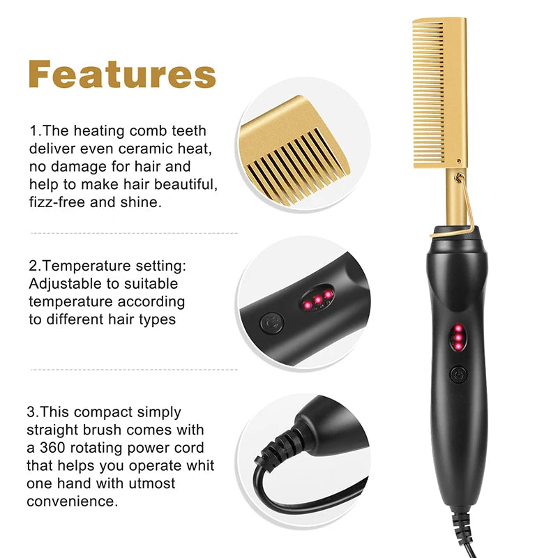 2-in-1 Electric Hot Comb – Hair Straightener