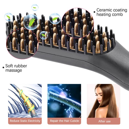 Electric Hot Comb Straightener Negative Ion Brush