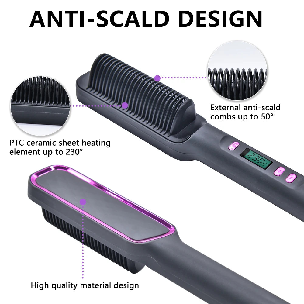 Electric Hot Comb Hair Straightener  Brush