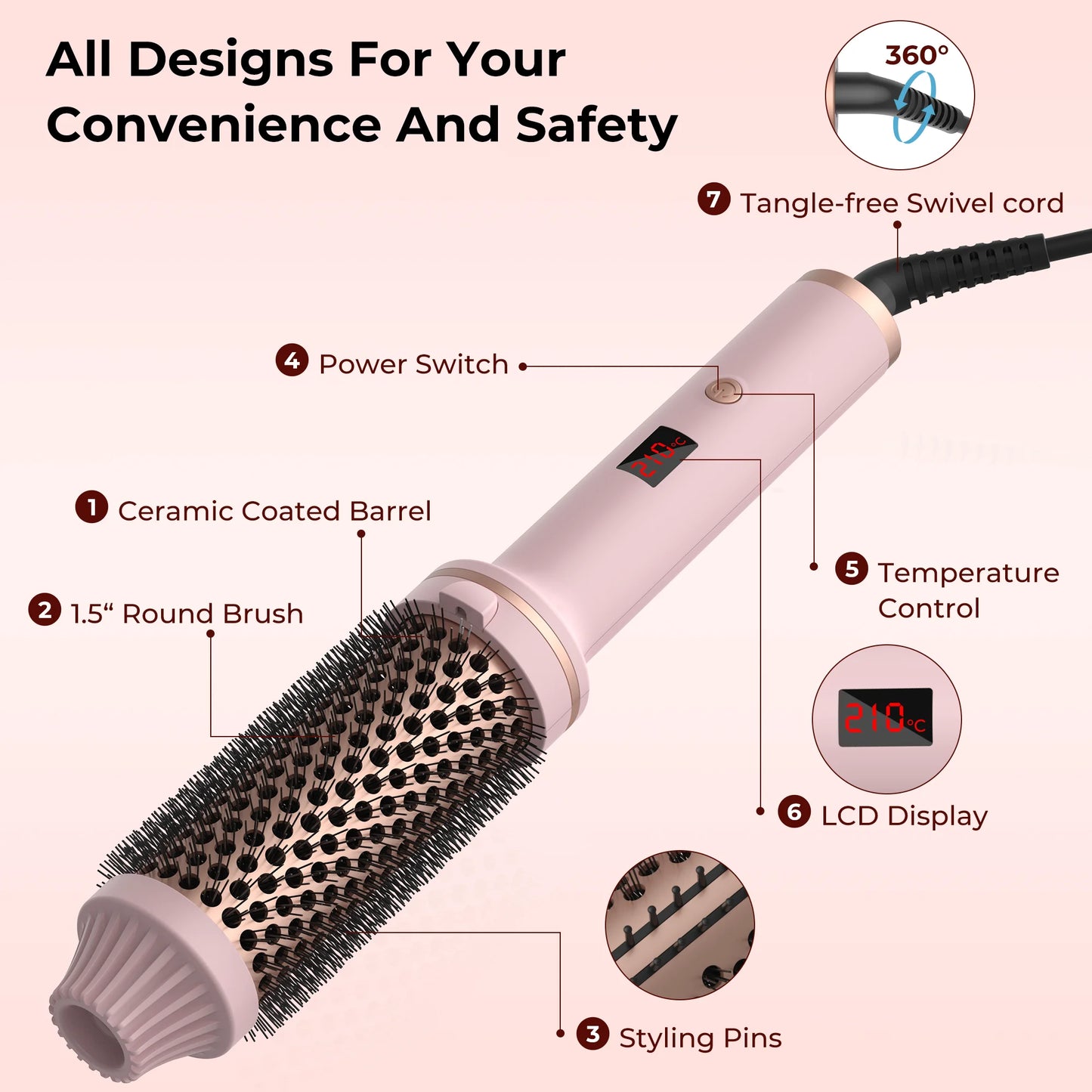 Ceramic Heated Curling Brush