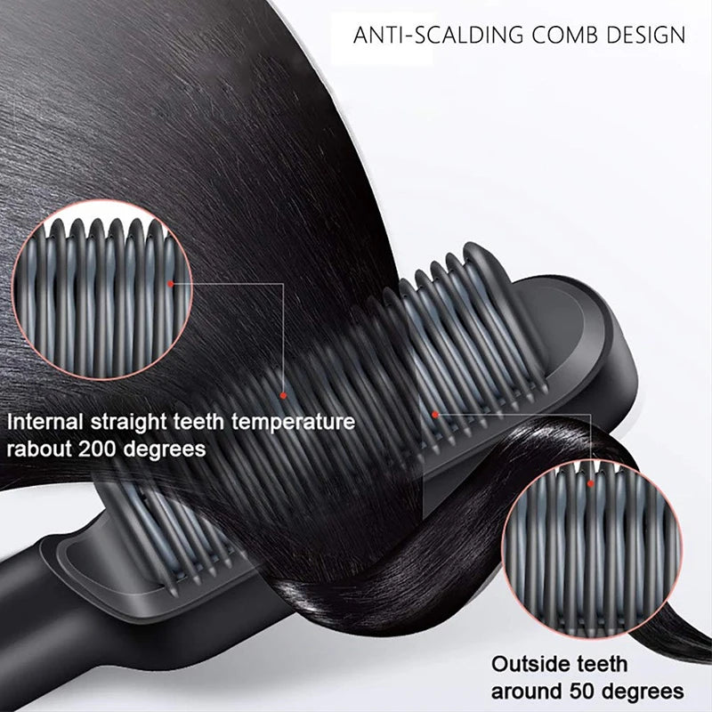 Electric Hot Comb Hair Straightener Anti-Scalding Negative Ion