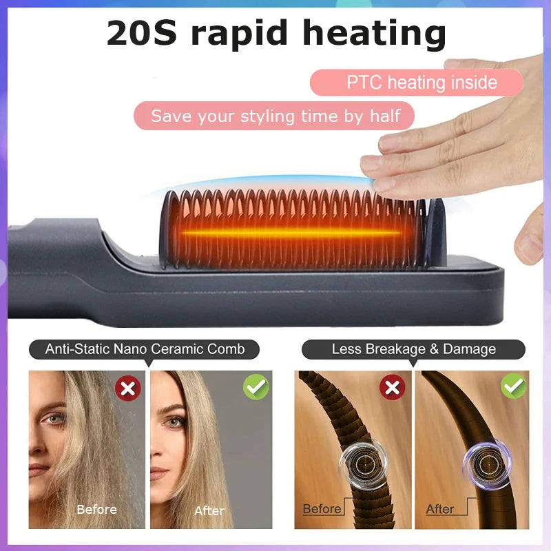 Electric Hot Comb Hair Straightener  Brush