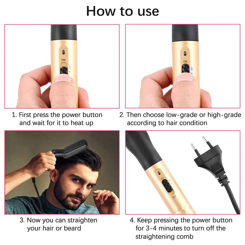 Electric Hot Comb Straightener Negative Ion Brush