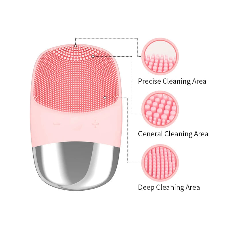 Electric Face Cleansing Brush Sonic Skin Scrubber Massager